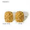 Wholesale Women's Retro Geometric Stainless Steel 18K Gold Plated Woven Hollow Earrings