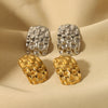 Wholesale Women's Retro Geometric Stainless Steel 18K Gold Plated Woven Hollow Earrings