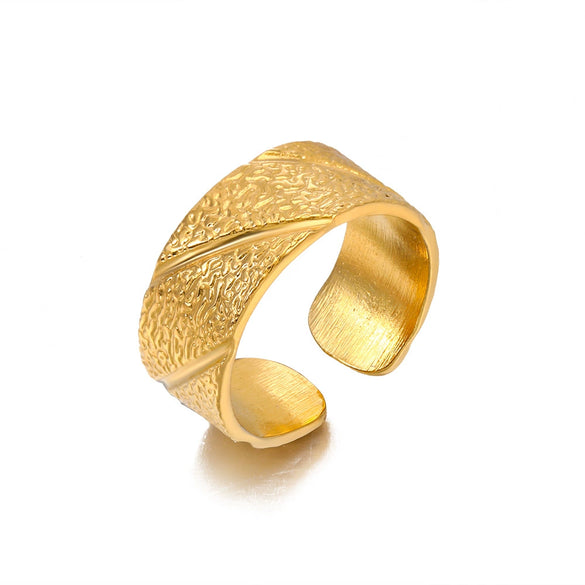 Wholesale Women's Retro Geometric Stainless Steel Oil Pressure Ring