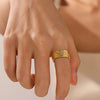 Wholesale Women's Retro Geometric Stainless Steel Oil Pressure Ring