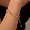 Wholesale Women's Retro Geometric Stitching Titanium Steel Chain Bracelet Plated With Real Gold