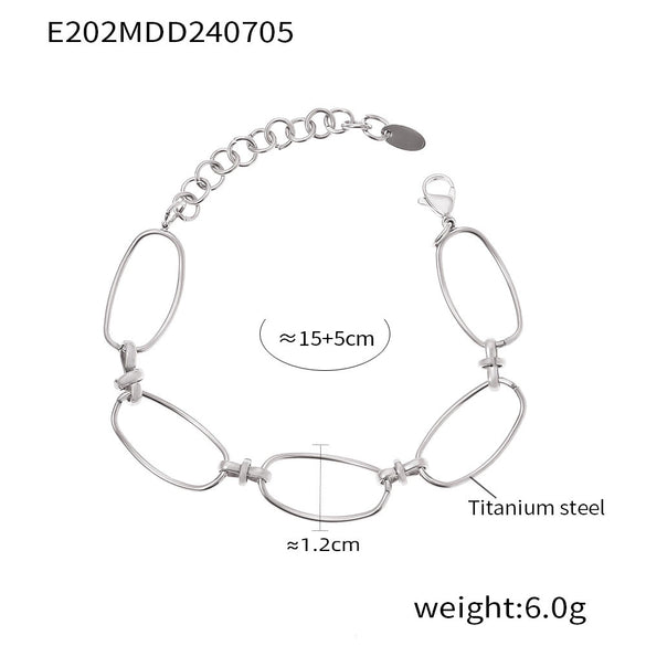 Wholesale Women's Retro Geometric Stitching Titanium Steel Chain Bracelet Plated With Real Gold