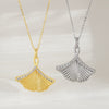 Wholesale Women's Retro Ginkgo Leaf Pendant Necklace With O Word Chain Made Of Copper And Electroplated