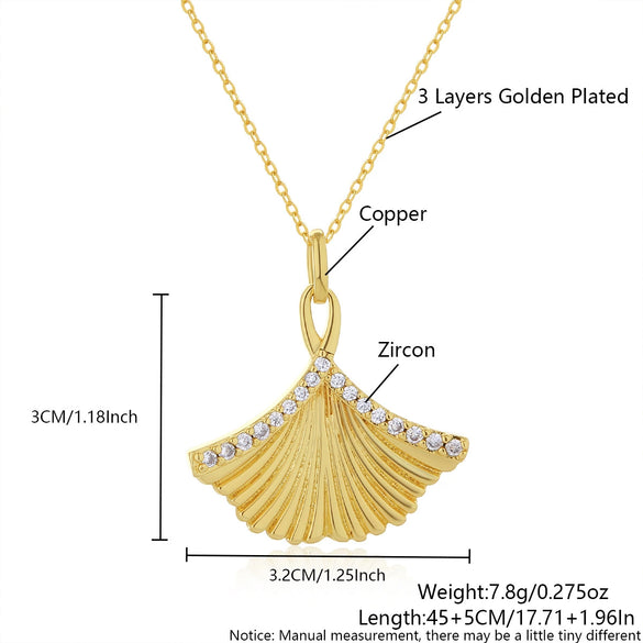 Wholesale Women's Retro Ginkgo Leaf Pendant Necklace With O Word Chain Made Of Copper And Electroplated