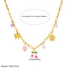 Wholesale Women's Retro Goldplated Stainless Steel Fruitshaped Sun Butterfly Pendant Necklace With O Word Chain