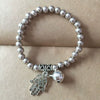 Wholesale Women's Retro Handmade Silver Beaded Bracelet With Animals Zodiac Pattern And Elastic Rope