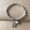 Wholesale Women's Retro Handmade Silver Beaded Bracelet With Animals Zodiac Pattern And Elastic Rope