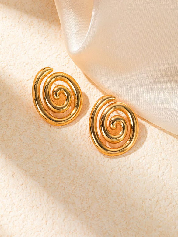 Wholesale Women's Retro High Grade Temperament Titanium Steel Earrings With Geometric Pattern And Electroplating