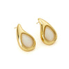 Wholesale Women's Retro Highend Dropshaped Titanium Steel Earrings Inlaid With Color Natural Stone And Electroplated