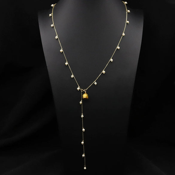 Wholesale Women's Retro Highend Freshwater Pearl Geometric Style Necklace With Electroplating And Regular Chain