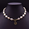 Wholesale Women's Retro Highend Freshwater Pearl Geometric Style Necklace With Electroplating And Regular Chain