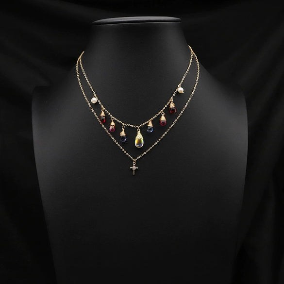 Wholesale Women's Retro Highend Freshwater Pearl Geometric Style Necklace With Electroplating And Regular Chain