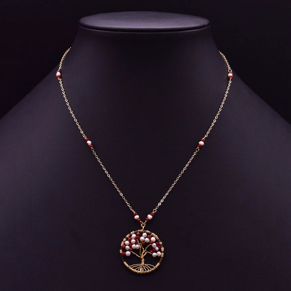 Wholesale Women's Retro Highend Freshwater Pearl Geometric Style Necklace With Electroplating And Regular Chain