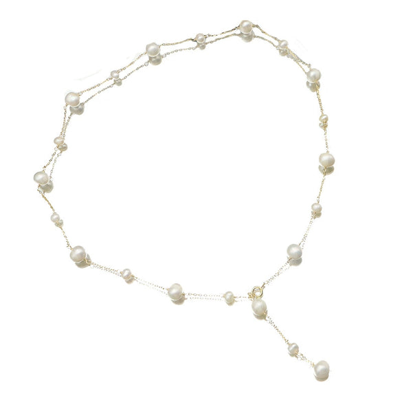 Wholesale Women's Retro Highend Freshwater Pearl Geometric Style Necklace With Electroplating And Regular Chain