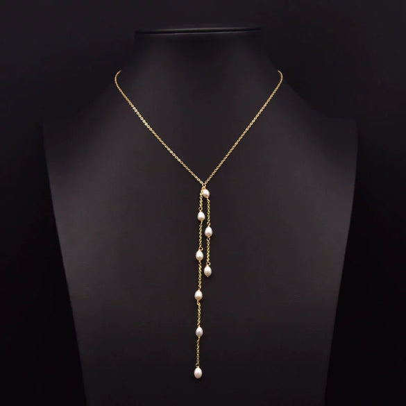 Wholesale Women's Retro Highend Freshwater Pearl Geometric Style Necklace With Electroplating And Regular Chain