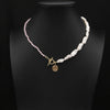 Wholesale Women's Retro Highend Freshwater Pearl Geometric Style Necklace With Electroplating And Regular Chain