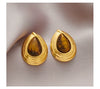 Wholesale Women's Retro Highend Natural Stone Pearl Drop Shape Stainless Steel Electroplating Earrings Jewelry Accessories
