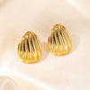 Wholesale Women's Retro Highend Titanium Steel Heart Shape Pleated Texture Electroplated Earrings
