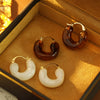 Wholesale Women's Retro Highgrade Amber Resin Geometric Ushaped Copper Electroplated Earrings
