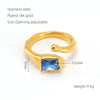 Wholesale Women's Retro Hip Hop 316L Stainless Steel Moonstone Ring With Irregular Geometric Line And Heart Pattern Microinlay