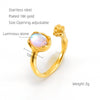 Wholesale Women's Retro Hip Hop 316L Stainless Steel Moonstone Ring With Irregular Geometric Line And Heart Pattern Microinlay