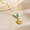 Wholesale Women's Retro Hollow Geometric Eye Pattern Stainless Steel Gold Electroplated Pendant Necklace