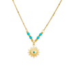 Wholesale Women's Retro Hollow Geometric Eye Pattern Stainless Steel Gold Electroplated Pendant Necklace