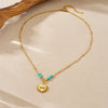 Wholesale Women's Retro Hollow Geometric Eye Pattern Stainless Steel Gold Electroplated Pendant Necklace