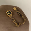 Wholesale Women's Retro Leopard Square Steel Band Wristwatch With Ordinary Glass Mirror Medieval Style