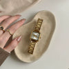 Wholesale Women's Retro Leopard Square Steel Band Wristwatch With Ordinary Glass Mirror Medieval Style