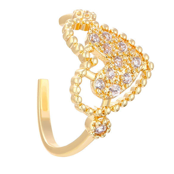 Wholesale Women's Retro Light Luxury Copper Ear Clip Inlaid Zircon With Geometric Heart Letters Numbers Text Design
