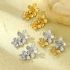 Wholesale Women's Retro Light Luxury Flower Tassel Stainless Steel Electroplated Earrings