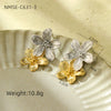 Wholesale Women's Retro Light Luxury Flower Tassel Stainless Steel Electroplated Earrings