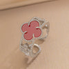 Wholesale Women's Retro Light Luxury Fourleaf Clover Zircon Ring Copper Set With Diamonds Opening Adjustable