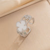 Wholesale Women's Retro Light Luxury Fourleaf Clover Zircon Ring Copper Set With Diamonds Opening Adjustable