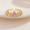 Wholesale Women's Retro Light Luxury Geometric Copper Pearl Butterfly Ring Inlaid With Zircon And Electroplated