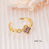 Wholesale Women's Retro Light Luxury Geometric Copper Pearl Butterfly Ring Inlaid With Zircon And Electroplated