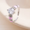 Wholesale Women's Retro Light Luxury Geometric Copper Pearl Butterfly Ring Inlaid With Zircon And Electroplated