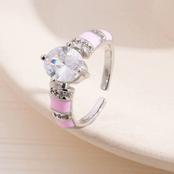 Wholesale Women's Retro Light Luxury Geometric Copper Pearl Butterfly Ring Inlaid With Zircon And Electroplated
