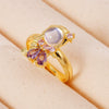 Wholesale Women's Retro Light Luxury Geometric Copper Pearl Butterfly Ring Inlaid With Zircon And Electroplated