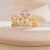 Wholesale Women's Retro Light Luxury Geometric Copper Pearl Butterfly Ring Inlaid With Zircon And Electroplated