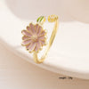 Wholesale Women's Retro Light Luxury Geometric Copper Pearl Butterfly Ring Inlaid With Zircon And Electroplated