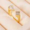Wholesale Women's Retro Light Luxury Geometric Copper Pearl Butterfly Ring Inlaid With Zircon And Electroplated