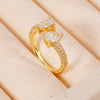 Wholesale Women's Retro Light Luxury Geometric Copper Pearl Butterfly Ring Inlaid With Zircon And Electroplated
