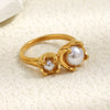 Wholesale Women's Retro Light Luxury Geometric Flower Pattern 18K Gold Plated Stainless Steel Ring Hand Jewelry