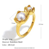 Wholesale Women's Retro Light Luxury Geometric Flower Pattern 18K Gold Plated Stainless Steel Ring Hand Jewelry