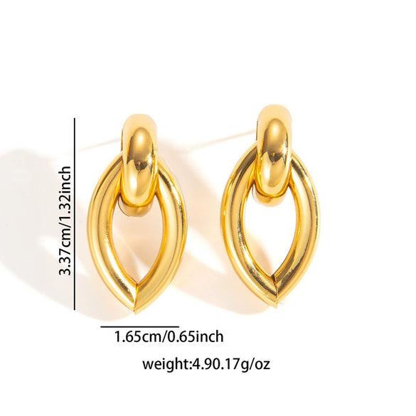 Wholesale Women's Retro Light Luxury Geometric Titanium Steel Hoop Earrings With Electroplating
