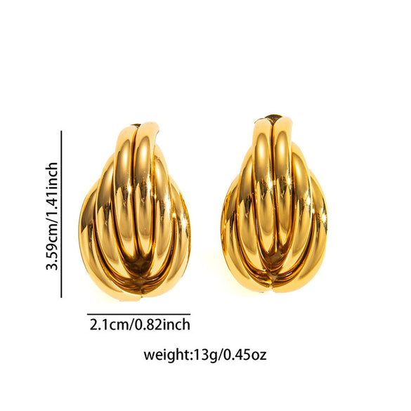 Wholesale Women's Retro Light Luxury Geometric Titanium Steel Hoop Earrings With Electroplating