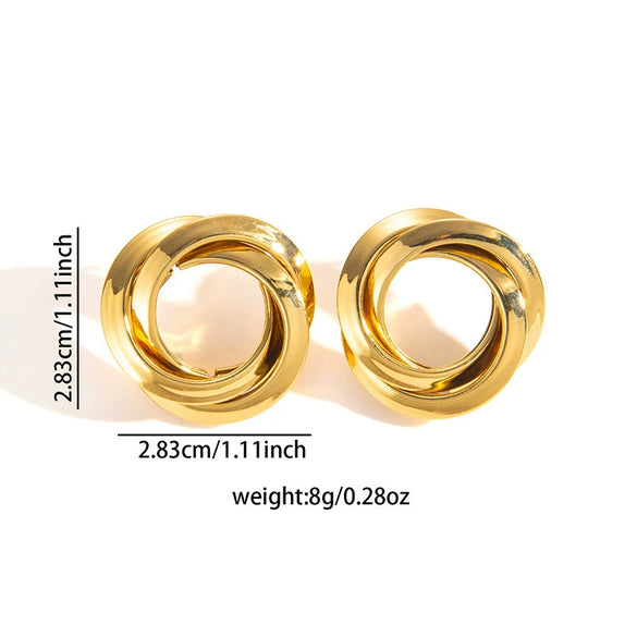 Wholesale Women's Retro Light Luxury Geometric Titanium Steel Hoop Earrings With Electroplating