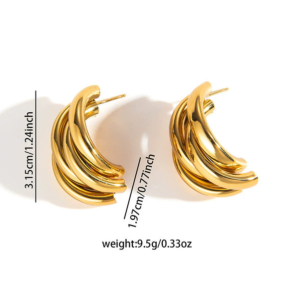 Wholesale Women's Retro Light Luxury Geometric Titanium Steel Hoop Earrings With Electroplating